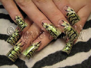 mixed print nail art; zebra and floral