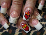 tattoo flaming heart nail art