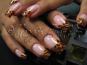 acrylic nails with zebra and leopard art