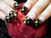 hand painted nail art, checkerboard