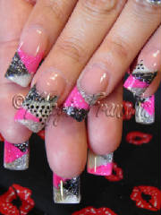 rockstar nails in pink and black