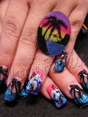 tropical beach sunset nail art