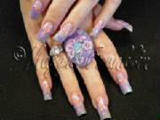 floral nail art with fairy ring
